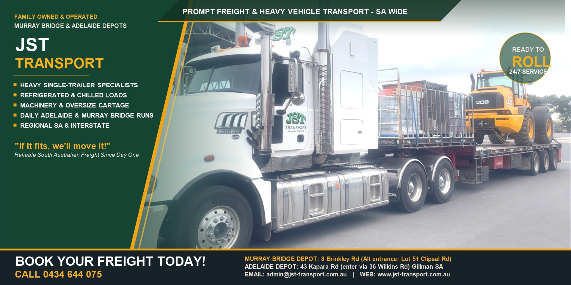JST Transport Murray Bridge Heavy Hauls & Refrigerated Transport Feature Banner