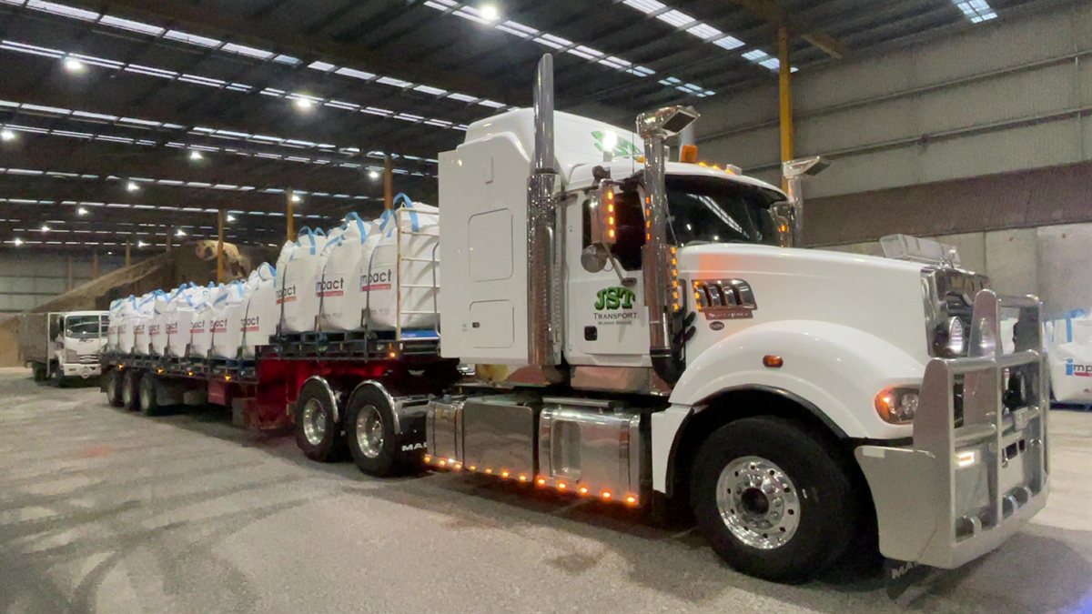 Truck Loaded with Bulk Bags in Storage Facility